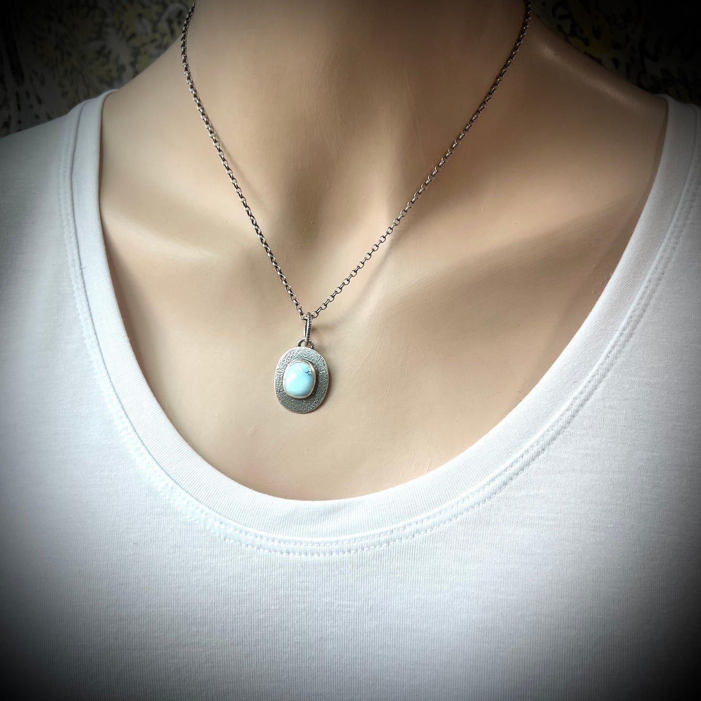 Sterling Silver Golden Hill Turquoise Necklace - One-of-a-Kind Turquoise Pendant on Sterling Silver Chain