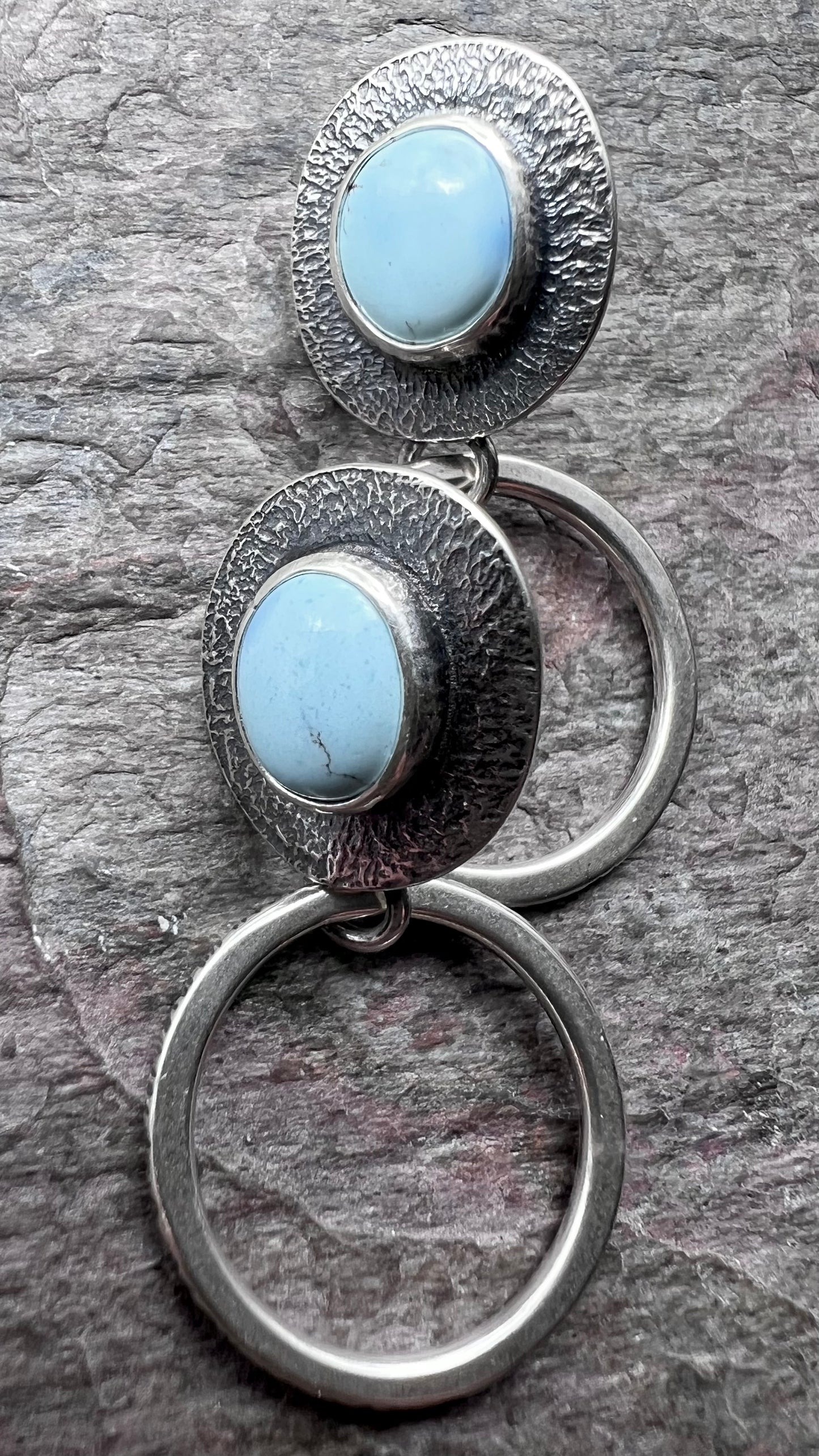 Golden Hill Turquoise Sterling Silver Post and Hoop Earrings - Handmade One-of-a-kind Earrings
