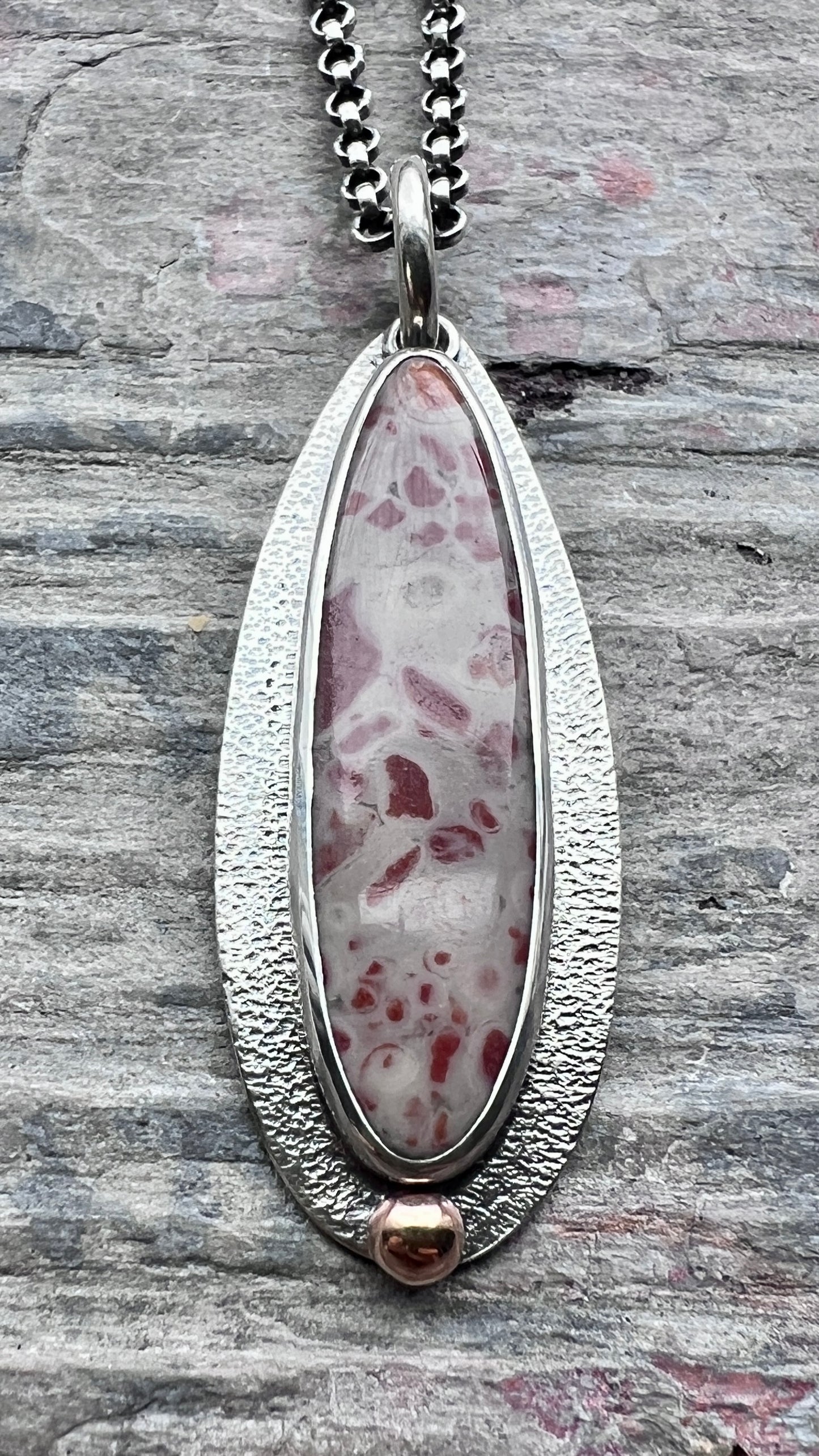 Sterling Silver Jasper Necklace | Natural Stone Teardrop Pendant