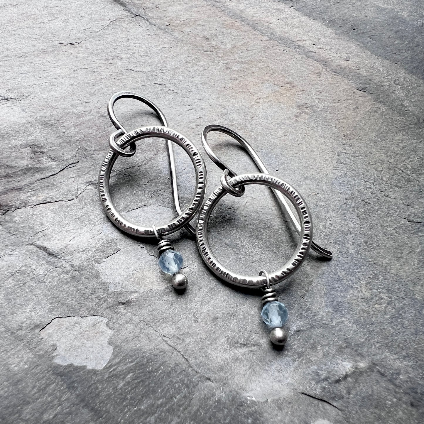 Customizable Birthstone Sterling Silver Earrings | Genuine Gemstone Dangle Hoops