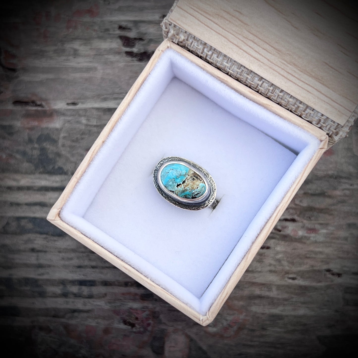 Sterling Silver Turquoise Ring | Genuine Natural Turquoise Cabochon Ring - Size 8.25