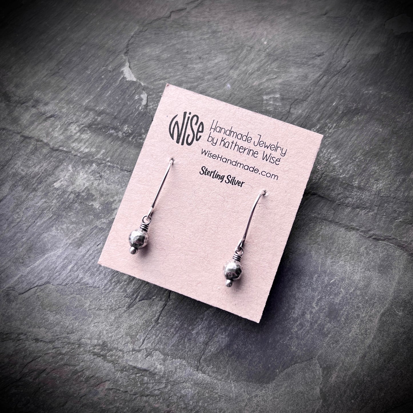 Sterling Silver Hammered Ball Earrings | Minimalist Small Dangles