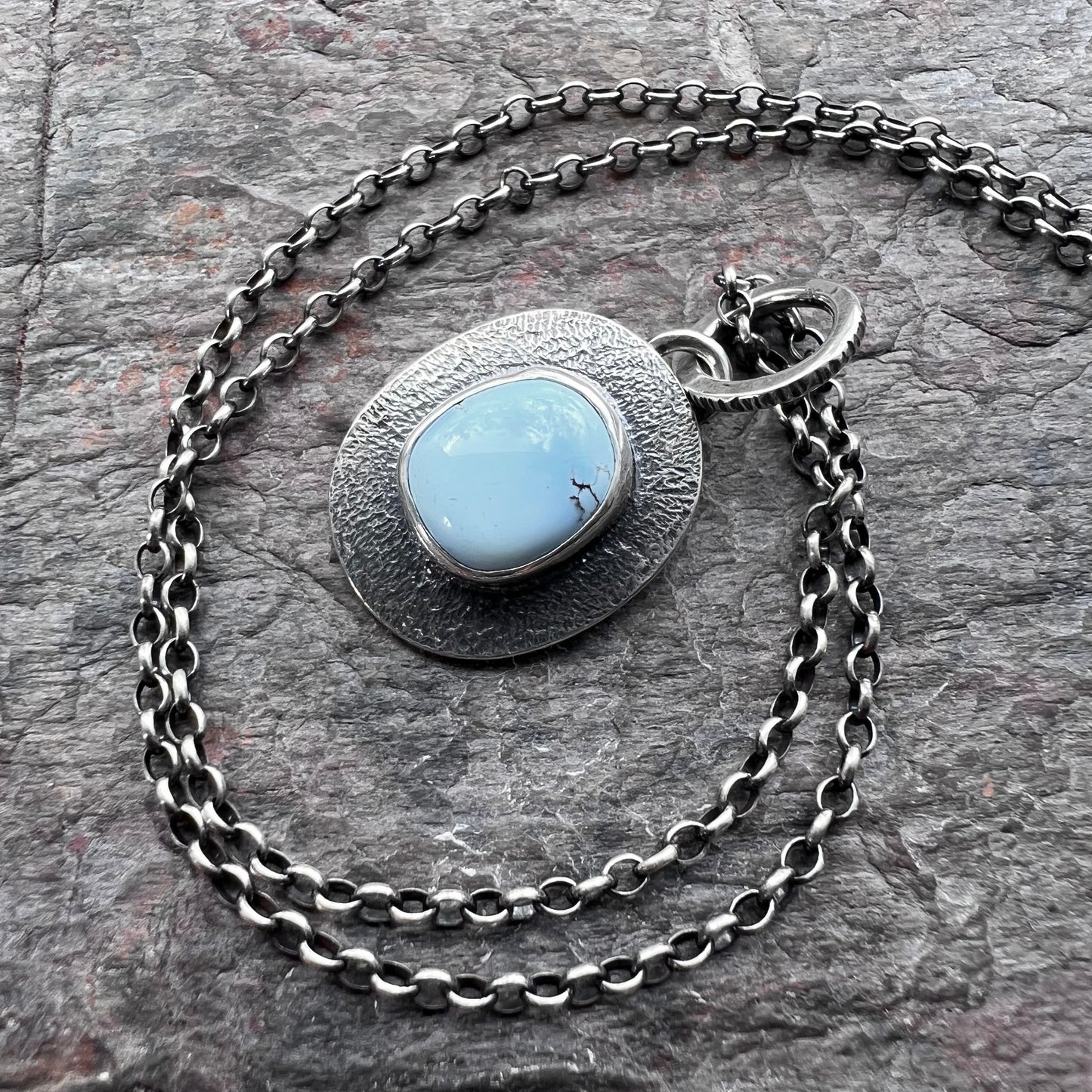 Golden Hill Turquoise Sterling Silver Necklace - One-of-a-Kind Turquoise Pendant on Sterling Silver Chain