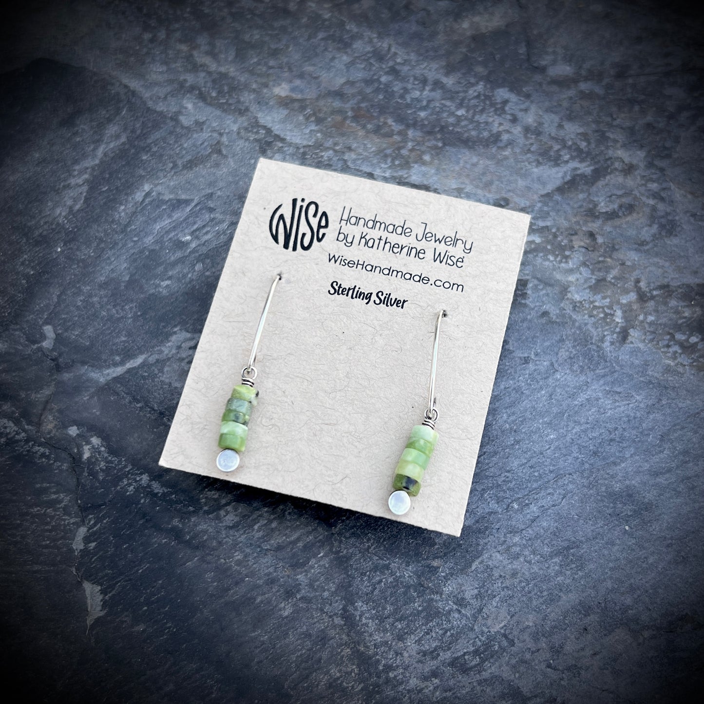 Sterling Silver Chrysoprase Earrings | Green Natural Stone Small Dangles