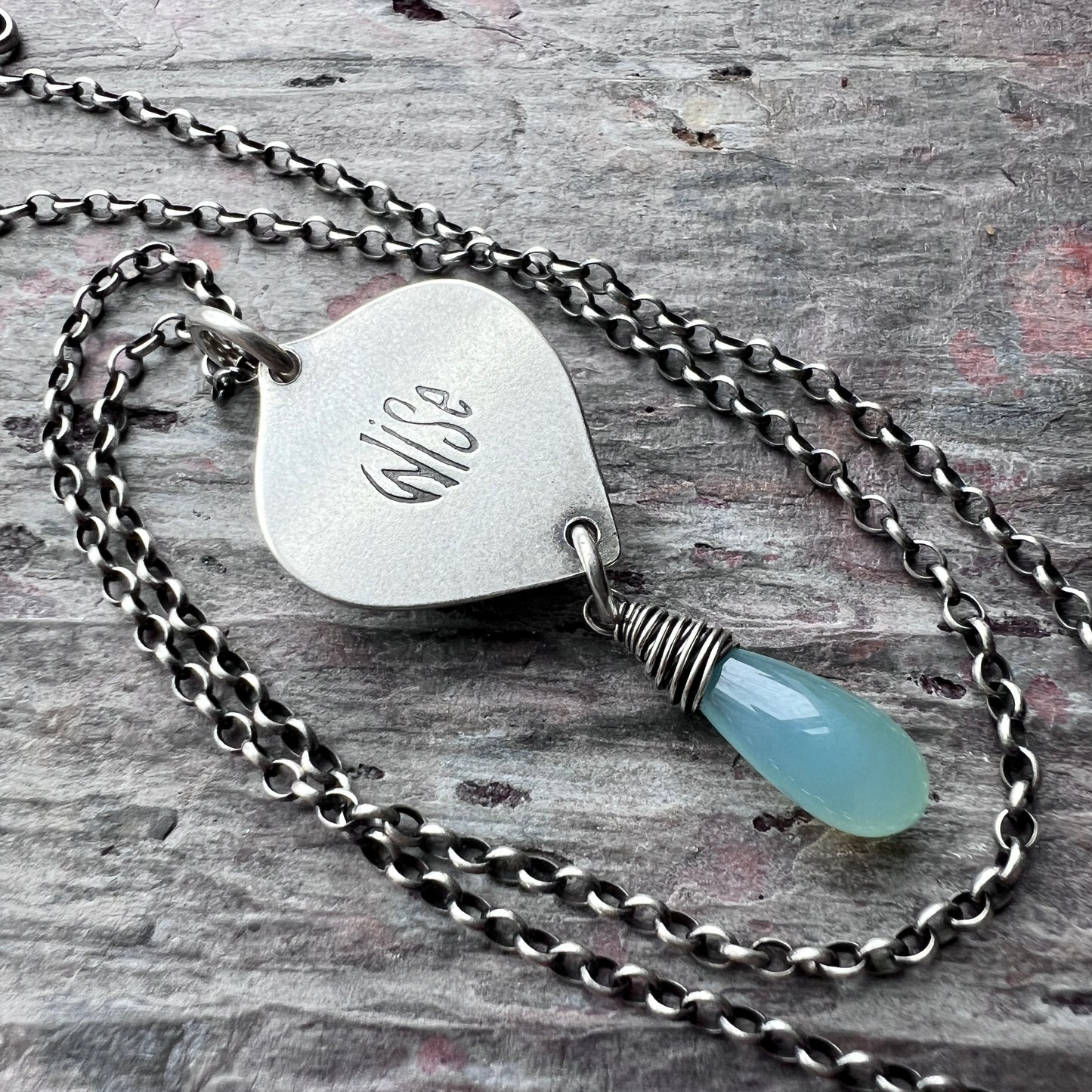 Turquoise Sterling Silver Necklace | Genuine Natural Turquoise and Chalcedony Pendant Necklace