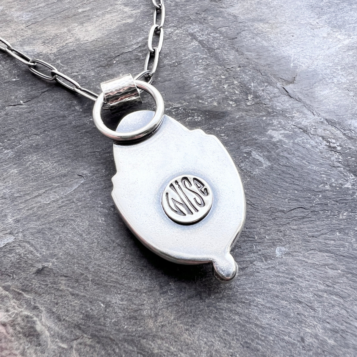 Sterling Silver Dendritic Opal Necklace | Black & White Natural Stone Pendant