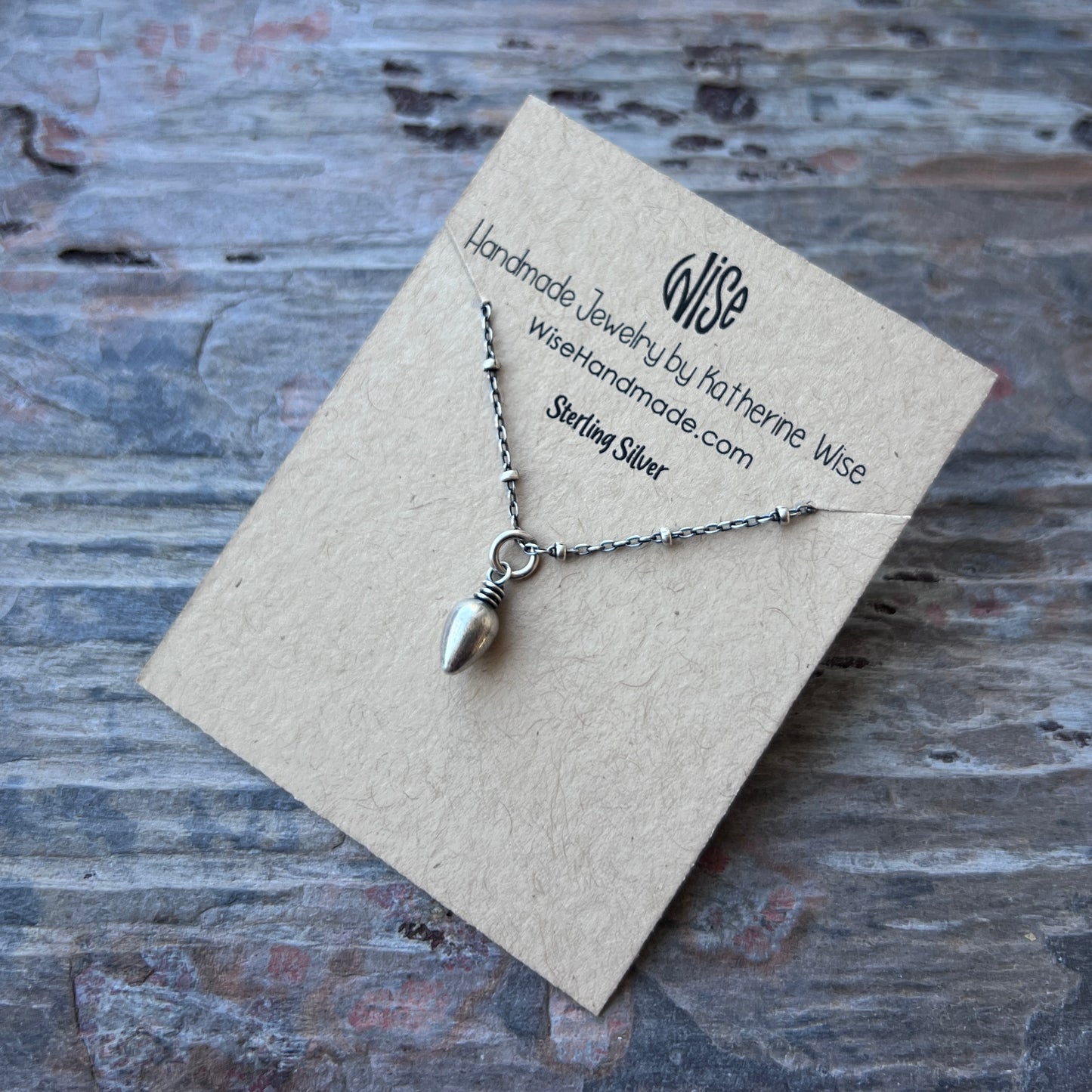 Sterling Silver Teardrop Spike Necklace | Small Silver Point Pendant Necklace