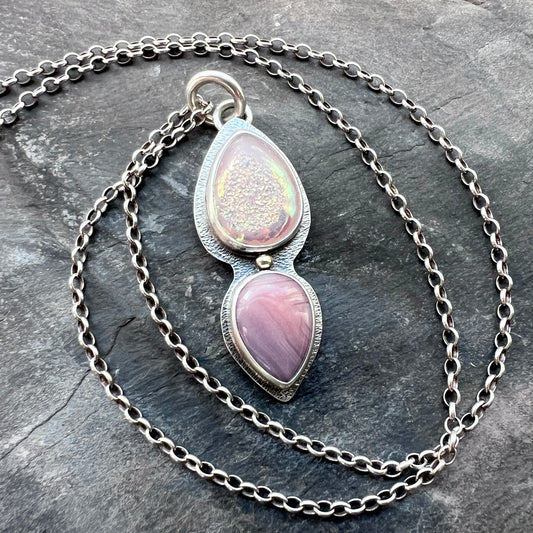 Sterling Silver Druzy and Agate Necklace | Natural Stone Teardrops Pendant