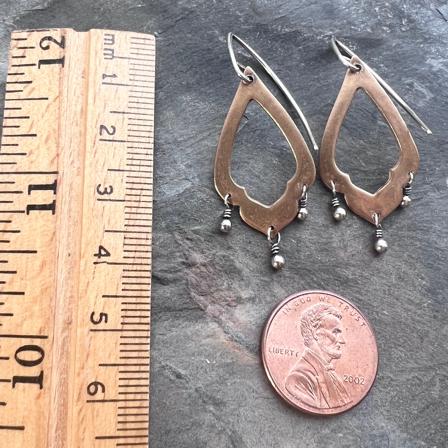 Sterling Silver and Bronze Earrings | Mixed Metal Chandelier Dangles