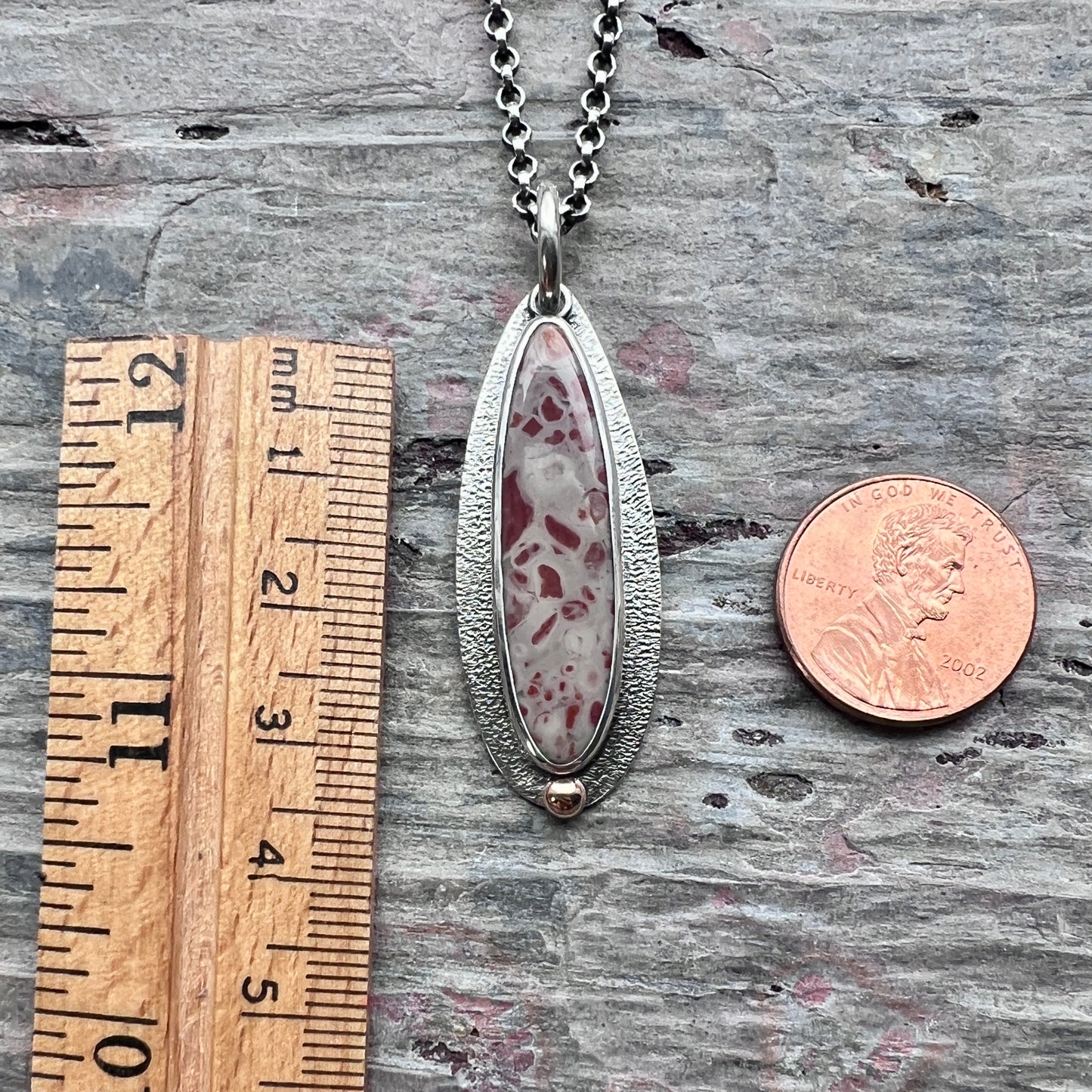 Sterling Silver Jasper Necklace | Natural Stone Teardrop Pendant