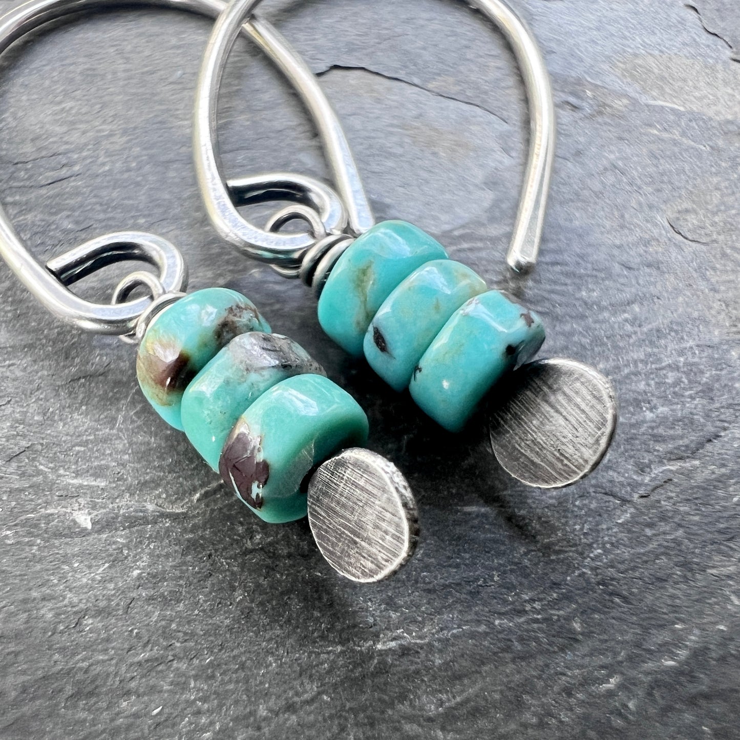 Sterling Silver Genuine Turquoise Earrings | Small Natural Stone Dangles