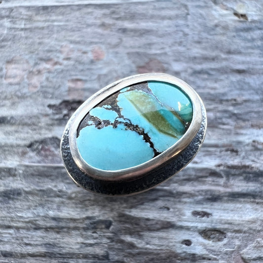 Sterling Silver Turquoise Ring | Genuine Natural Turquoise Cabochon Ring - Size 7