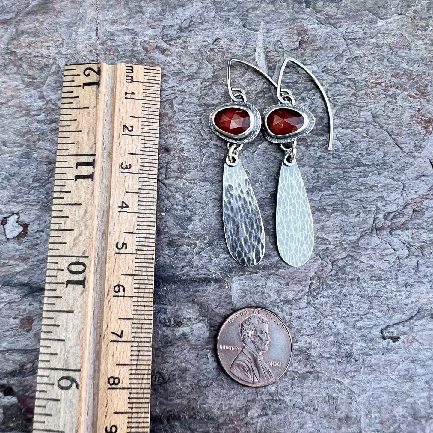 Orange Kyanite Sterling Silver Earrings - Handmade One-of-a-kind Earrings