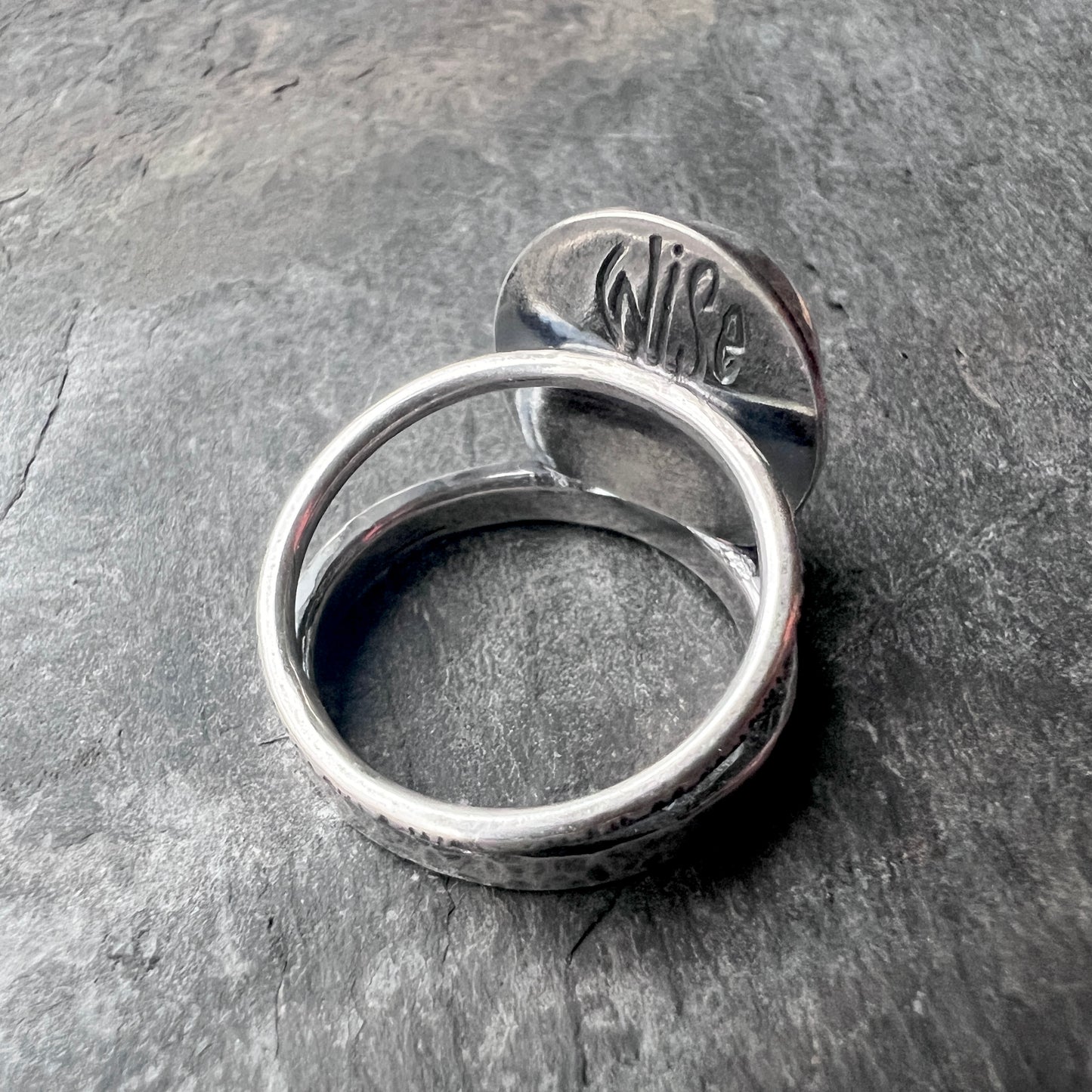 Sterling Silver Rainbow Moonstone Ring | Round Natural Stone Cabochon Ring - Size 9