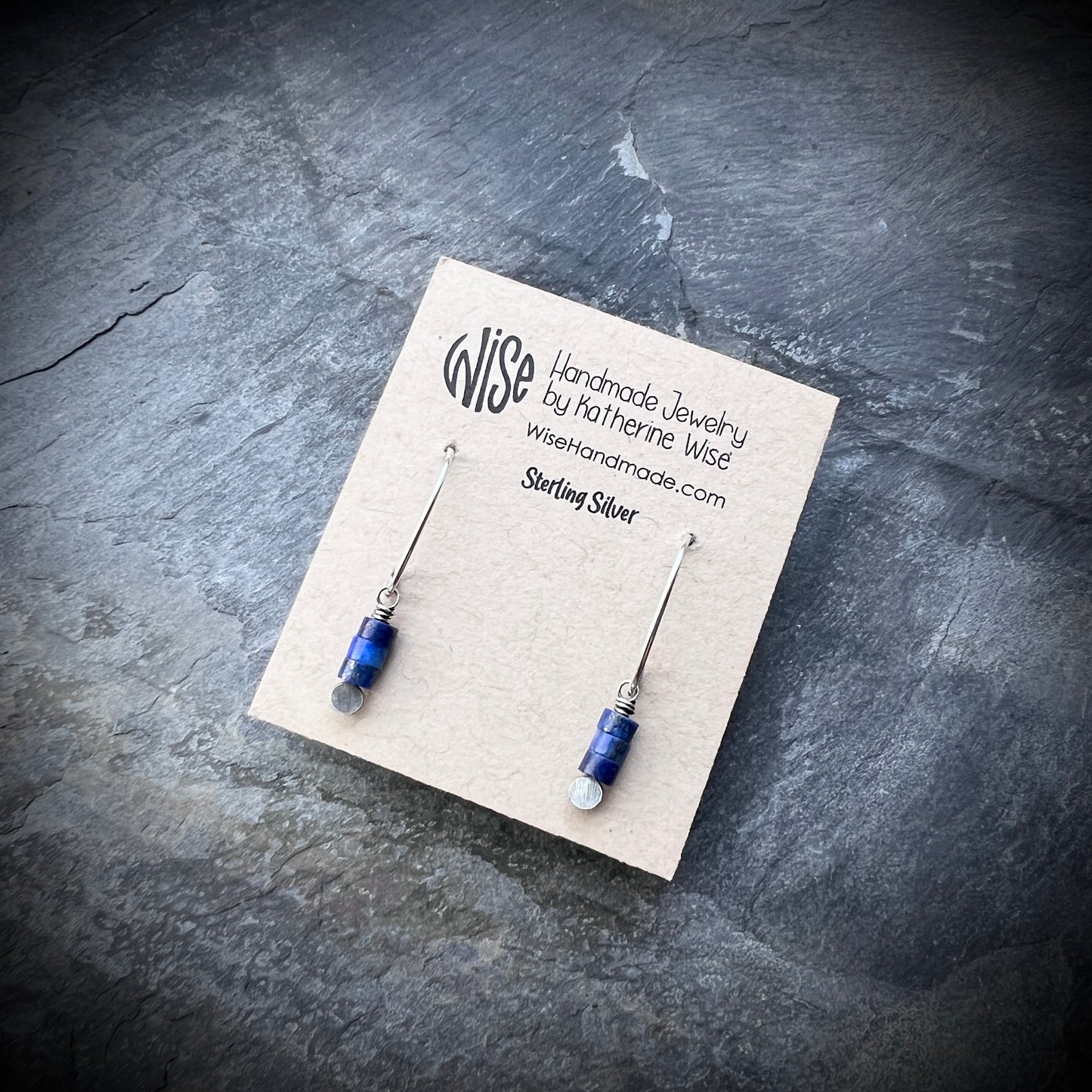 Sterling Silver Lapis Lazuli Earrings | Small Blue Natural Stone Dangles
