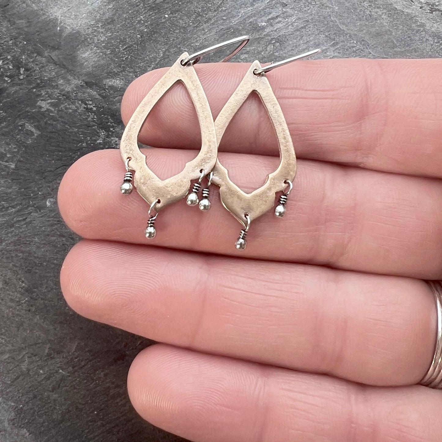 Sterling Silver and Bronze Earrings | Mixed Metal Chandelier Dangles