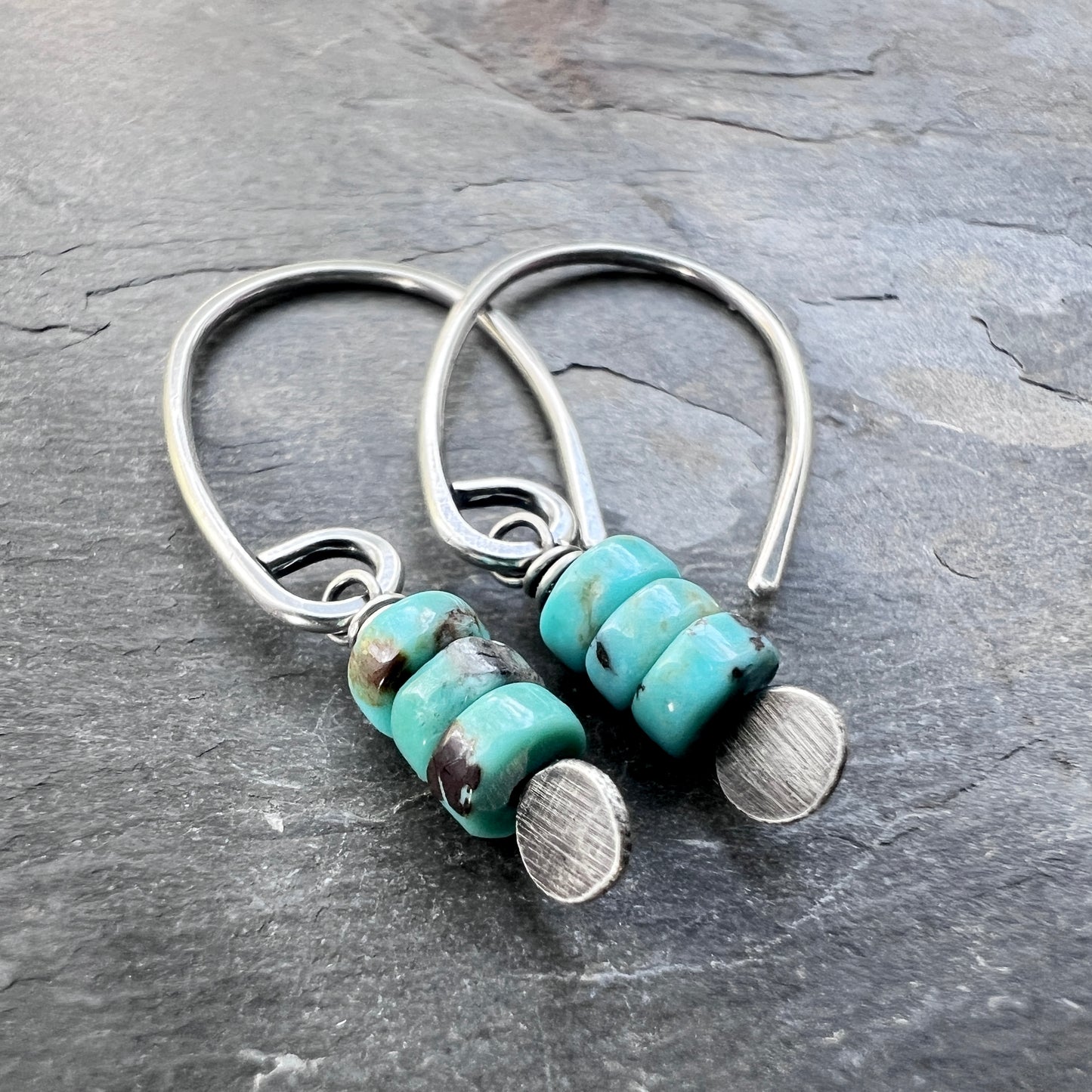 Sterling Silver Genuine Turquoise Earrings | Small Natural Stone Dangles