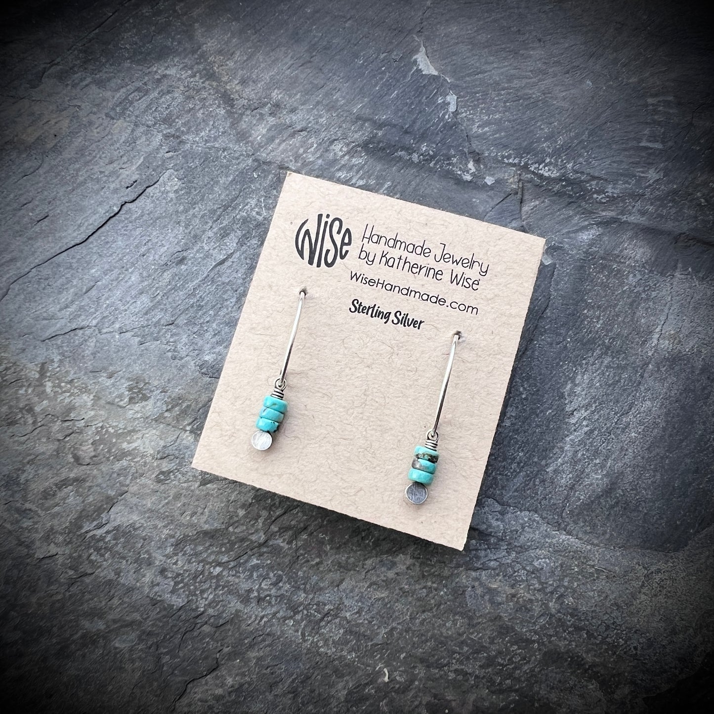 Sterling Silver Genuine Turquoise Earrings | Small Natural Stone Dangles