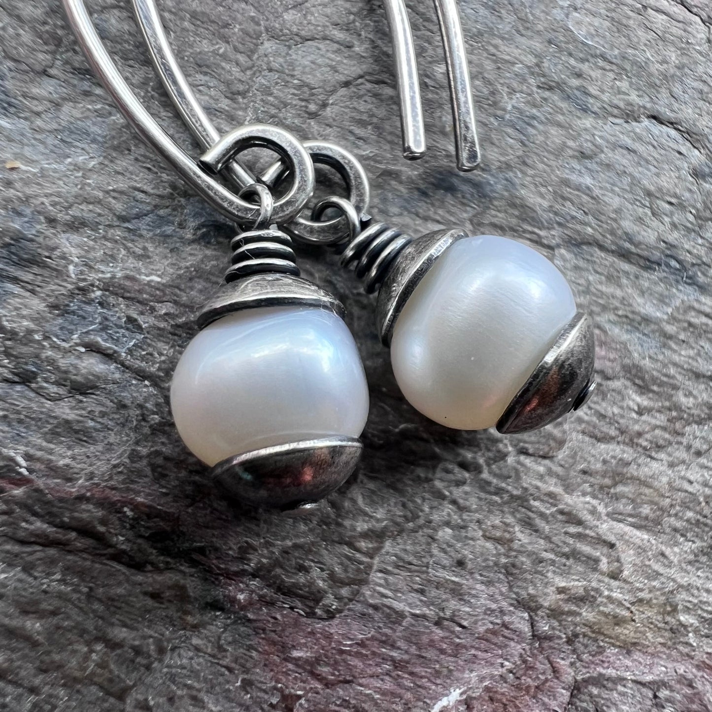 Sterling Silver Pearl Earrings - Small Genuine Freshwater Pearl Earrings