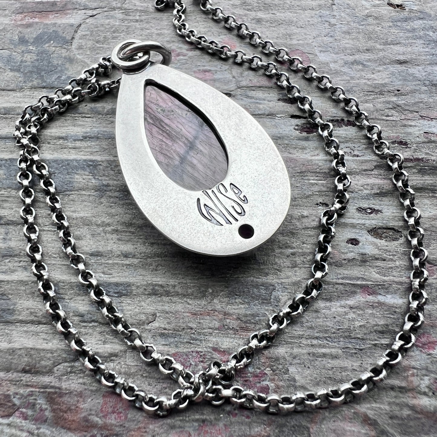 Sterling Silver Purple Labradorite and Rhodolite Garnet Necklace | Natural Stone Teardrop Pendant