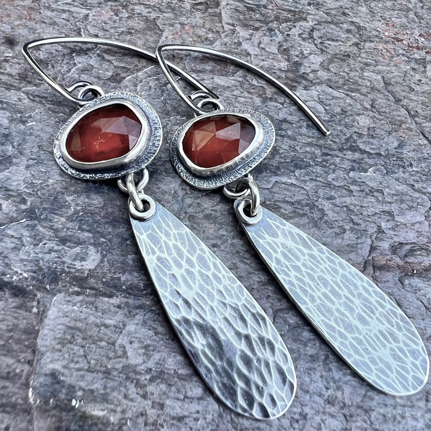 Orange Kyanite Sterling Silver Earrings - Handmade One-of-a-kind Earrings