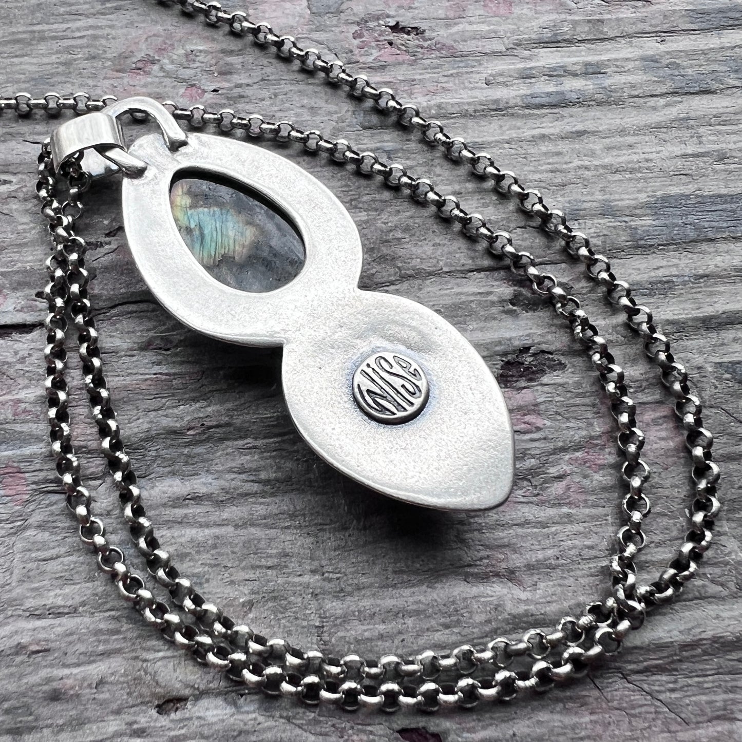 Sterling Silver Labradorite and Monarch Opal Pendant Necklace