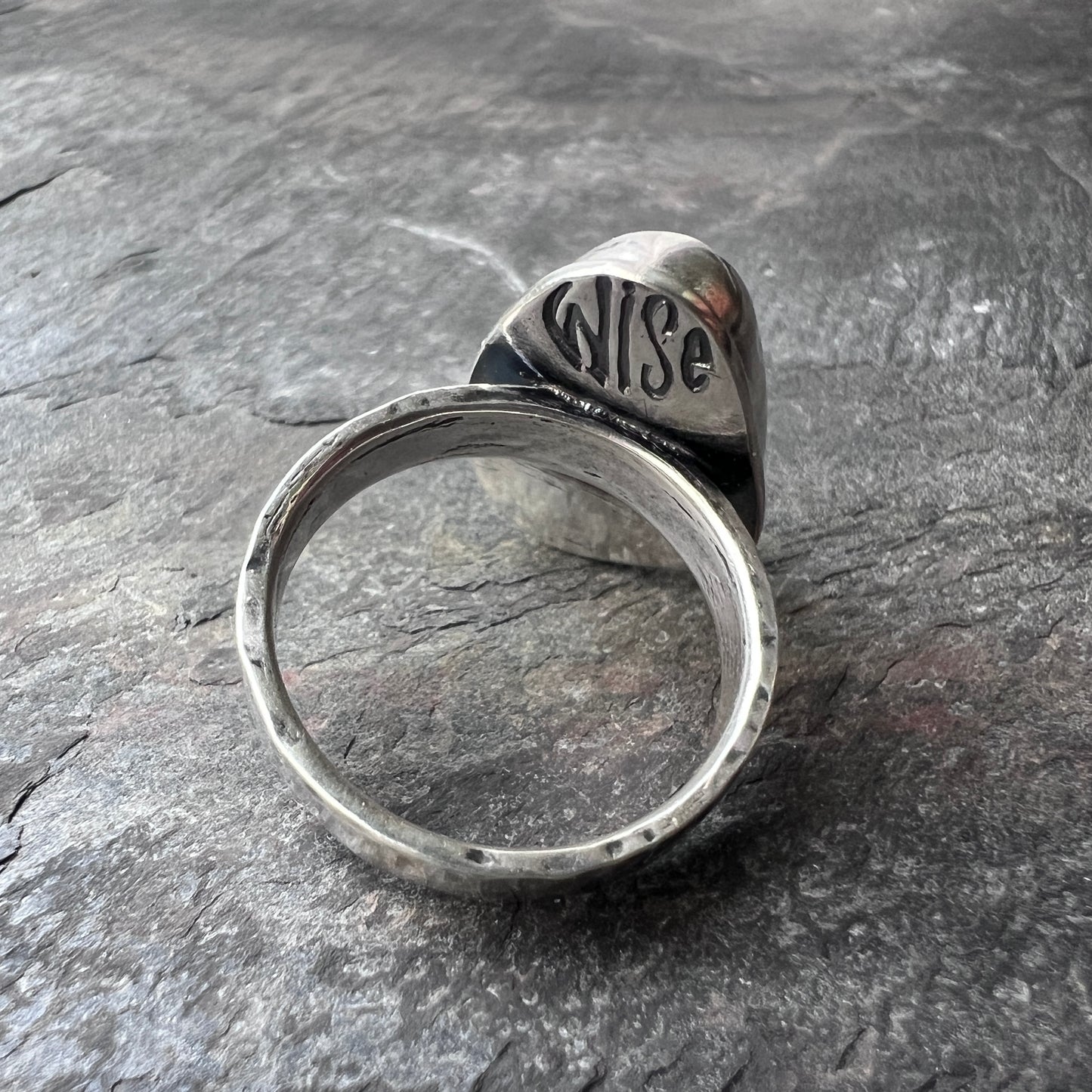 Sterling Silver Turquoise Ring | Genuine Natural Turquoise Freeform Cabochon Ring - Size 8.5