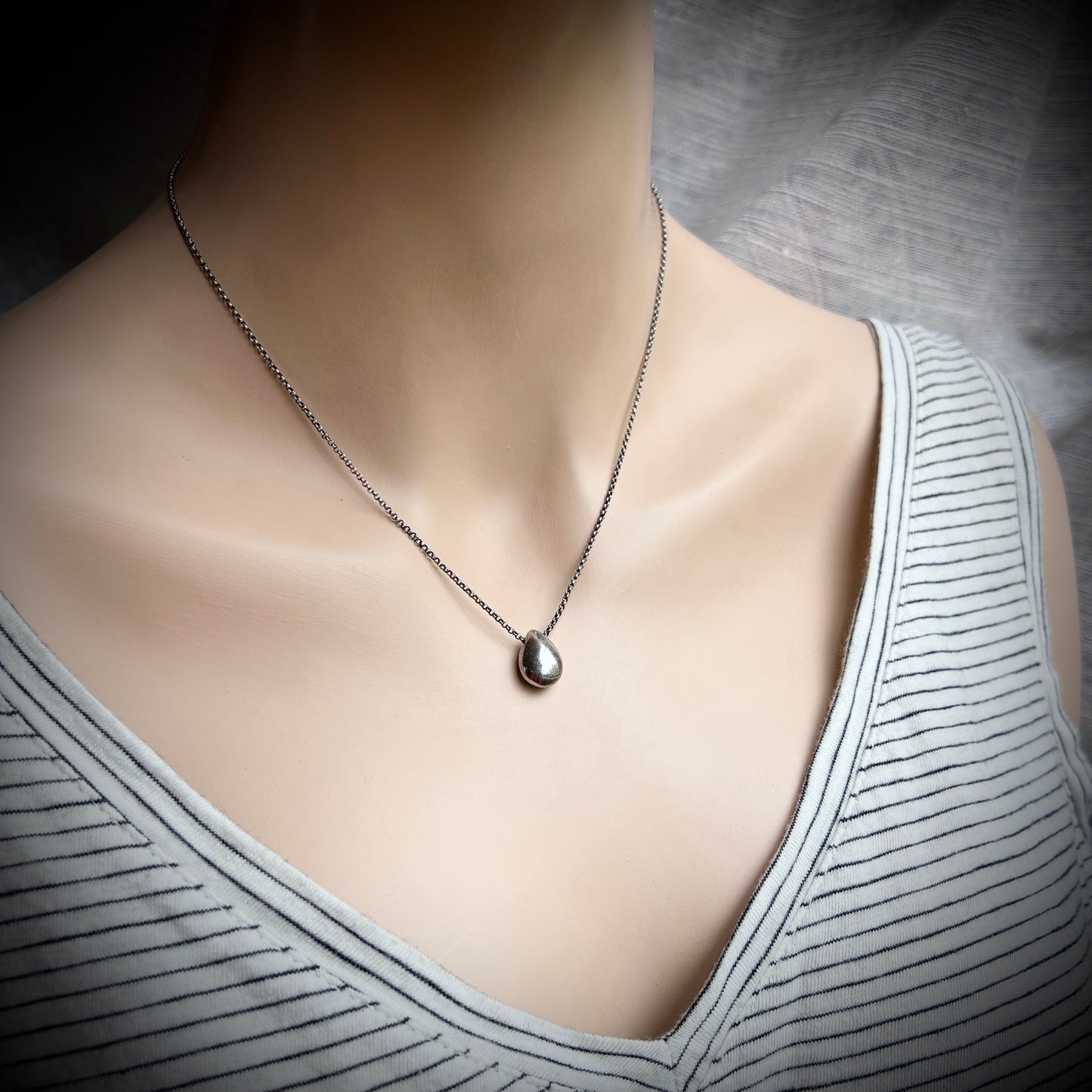 Sterling Silver Teardrop Necklace | Minimalist Drop Pendant