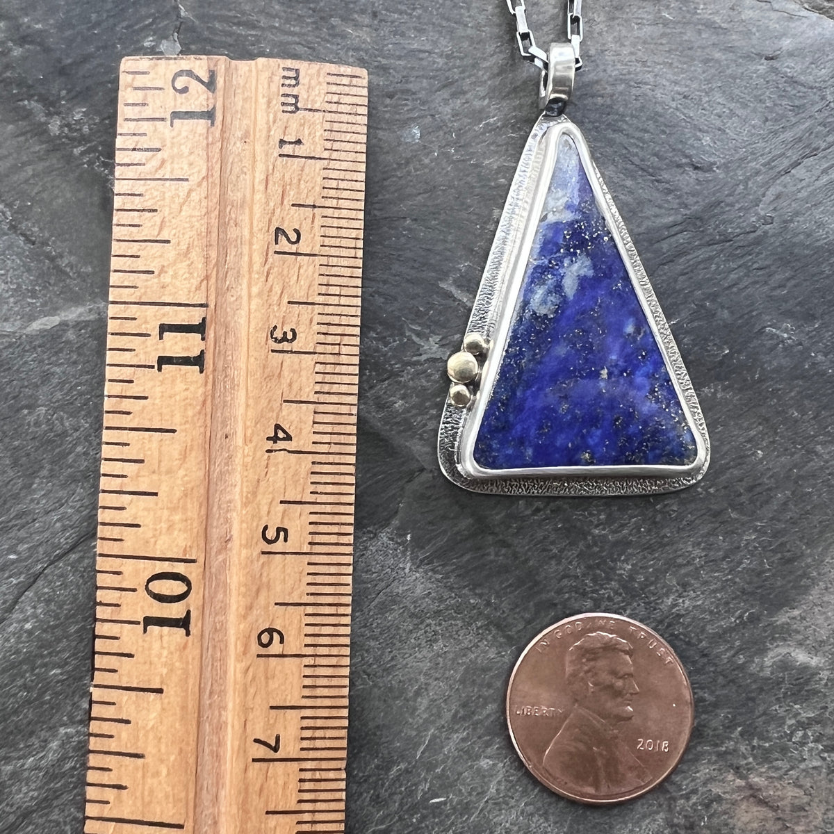 Lapis Lazuli Sterling Silver Necklace | Blue Natural Stone Geometric Pendant