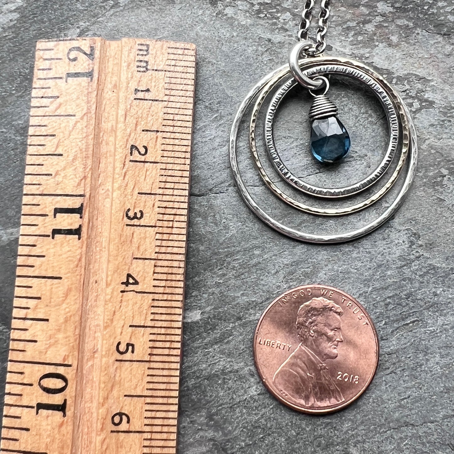 Genuine London Blue Topaz Necklace | Sterling Silver and 14k Goldfill Pendant