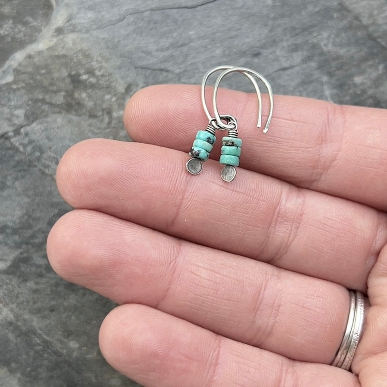 Sterling Silver Genuine Turquoise Earrings | Small Natural Stone Dangles