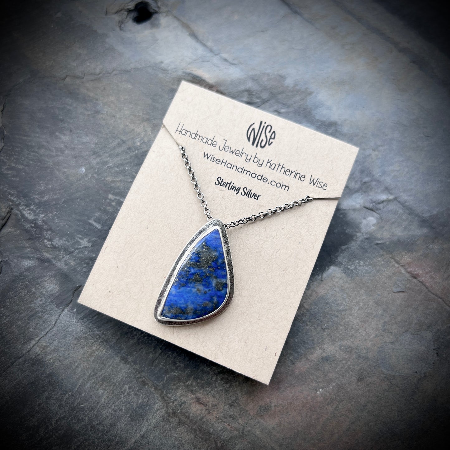 Sterling Silver Lapis Lazuli Necklace | One-of-a-Kind Natural Stone Freeform Blue Pendant