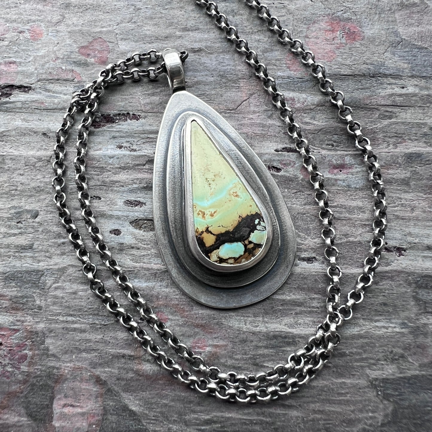 Sterling Silver Turquoise Necklace | Natural Turquoise Teardrop Pendant Necklace