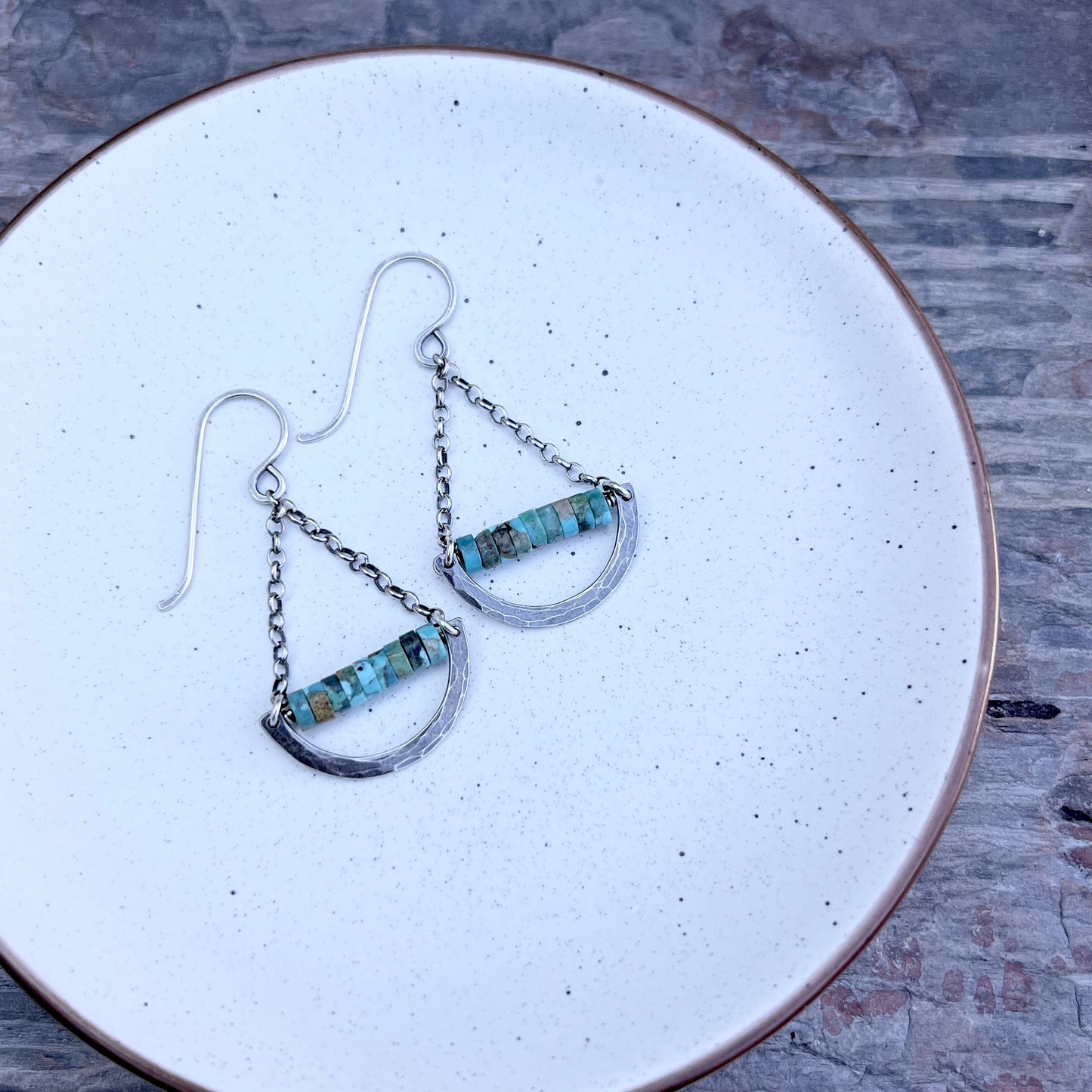 Genuine Turquoise and Sterling Silver Chandelier Earrings