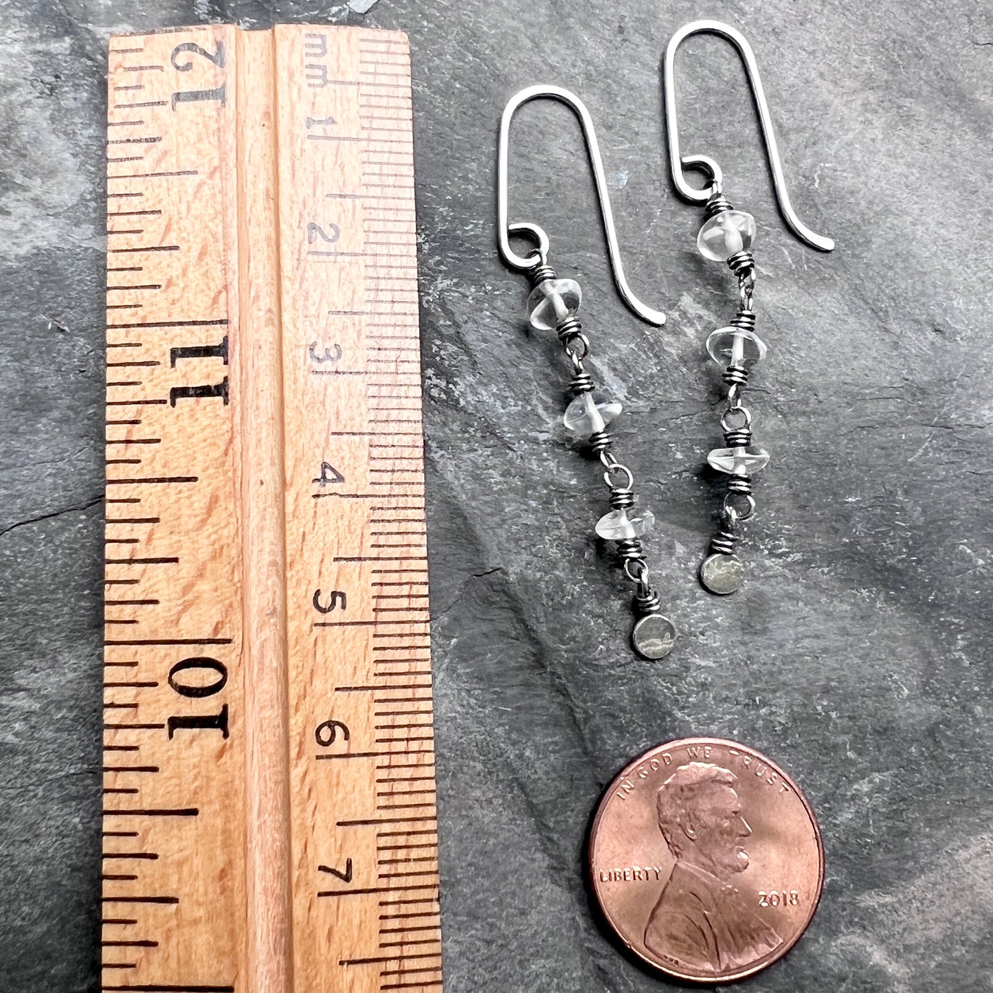 Sterling Silver Citrine Earrings | Clear Citrine Wire-wrapped Long Dangles