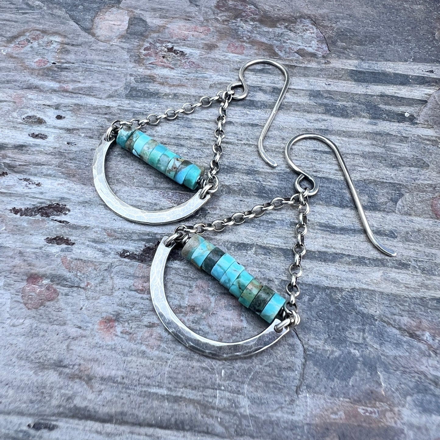 Genuine Turquoise and Sterling Silver Chandelier Earrings