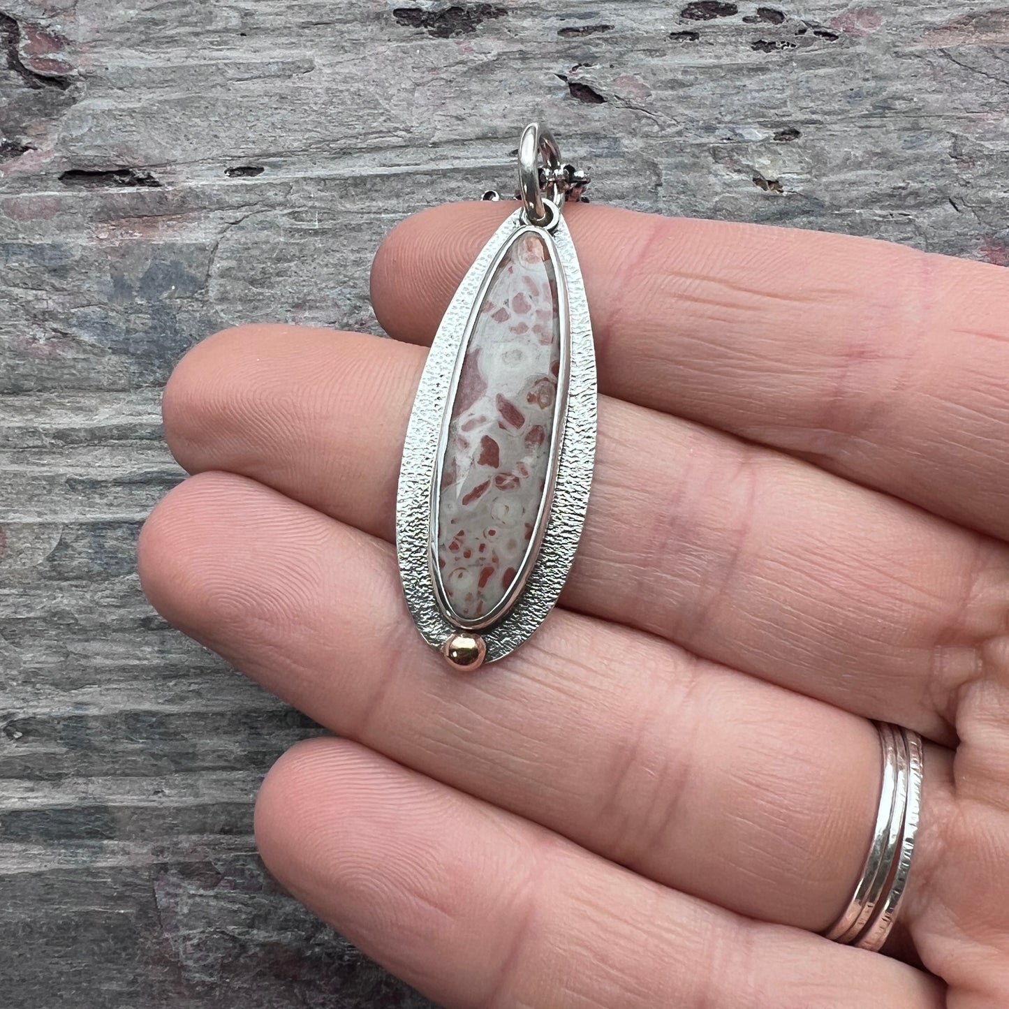 Sterling Silver Jasper Necklace | Natural Stone Teardrop Pendant