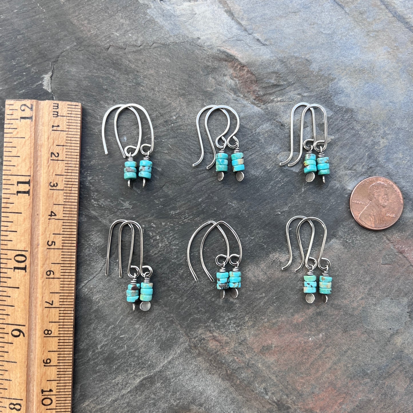 Sterling Silver Genuine Turquoise Earrings | Small Natural Stone Dangles