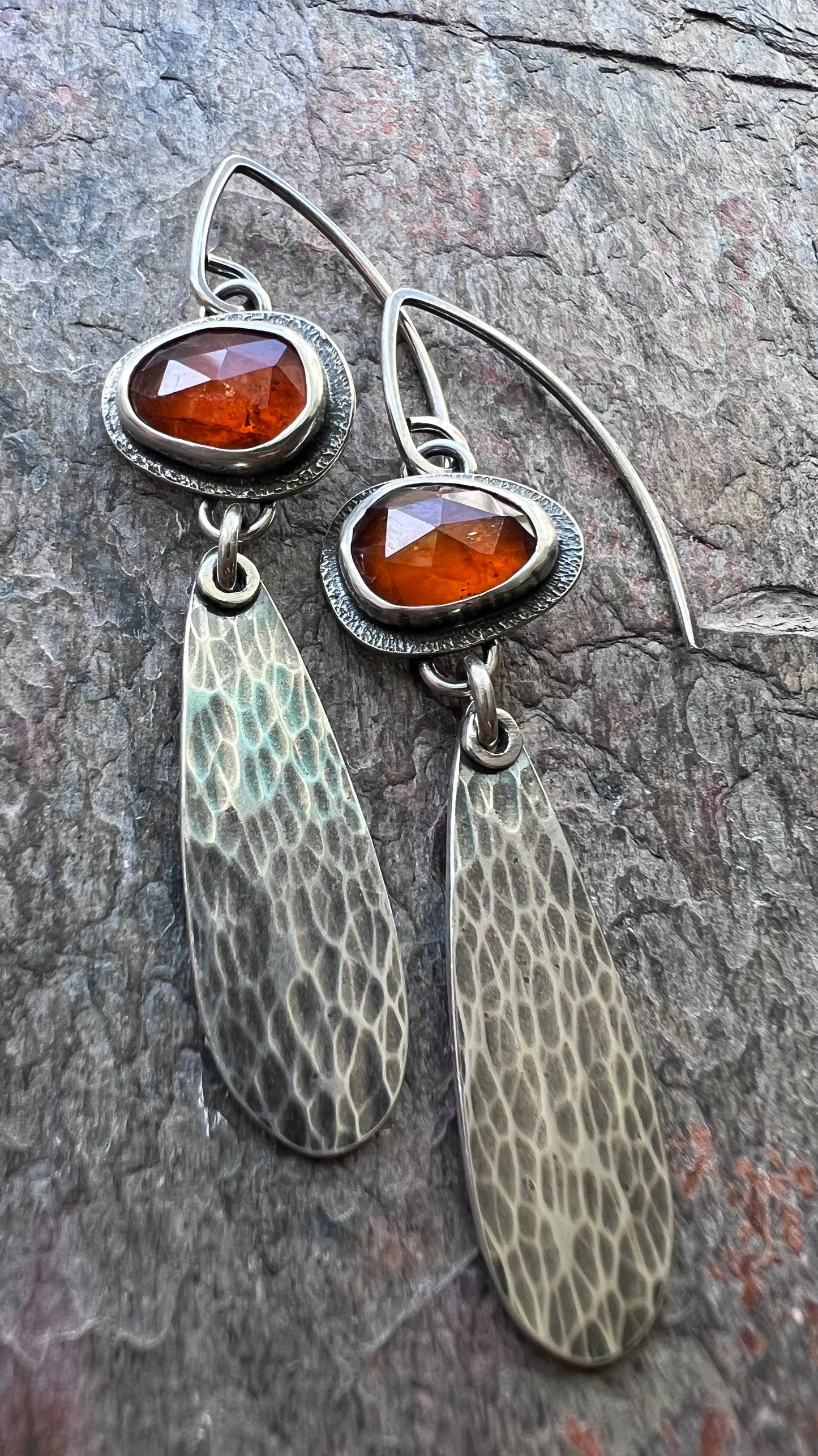 Orange Kyanite Sterling Silver Earrings - Handmade One-of-a-kind Earrings