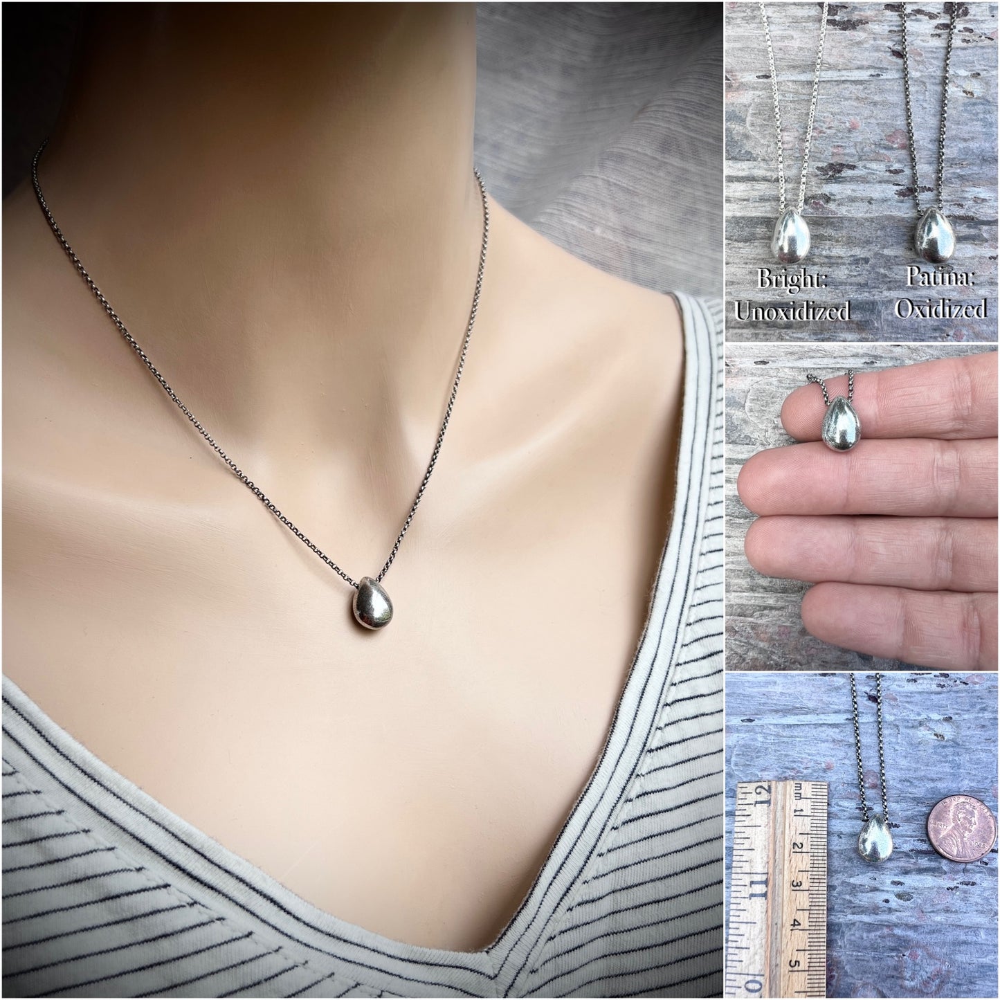 Sterling Silver Teardrop Necklace | Minimalist Drop Pendant