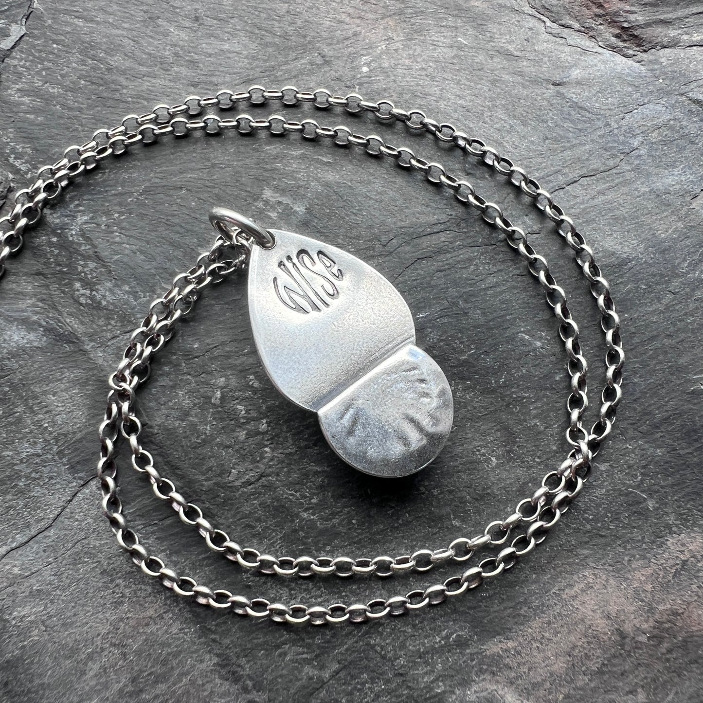 Sterling Silver Montana Agate Necklace | Natural Stone Teardrop Pendant