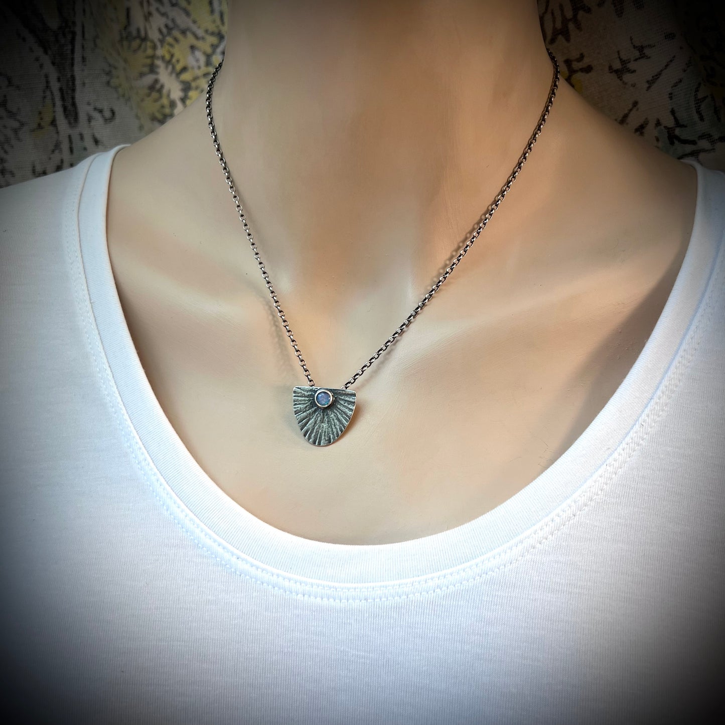 Opal Sterling Silver Necklace - Handmade Opal Triplet Pendant on Sterling Silver Chain