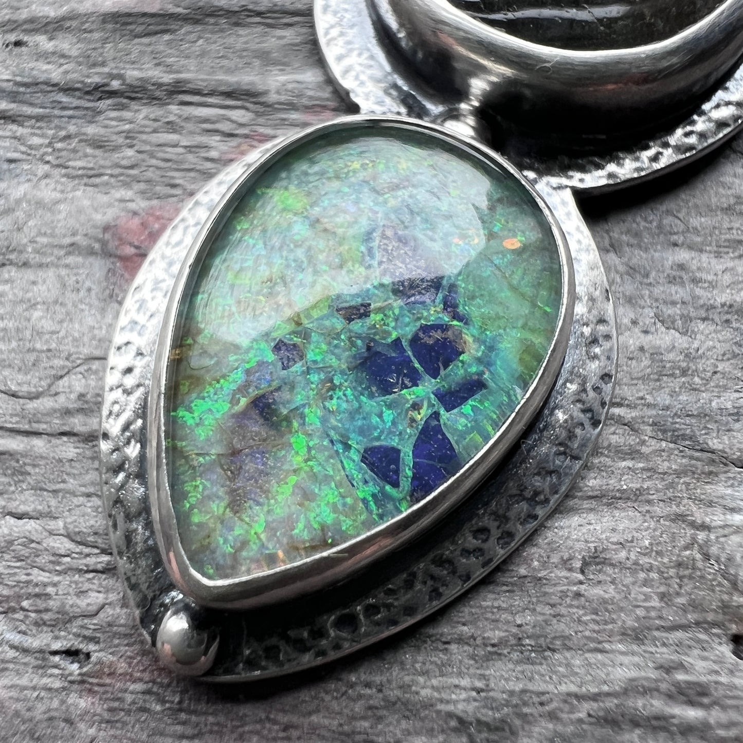 Sterling Silver Labradorite and Monarch Opal Pendant Necklace