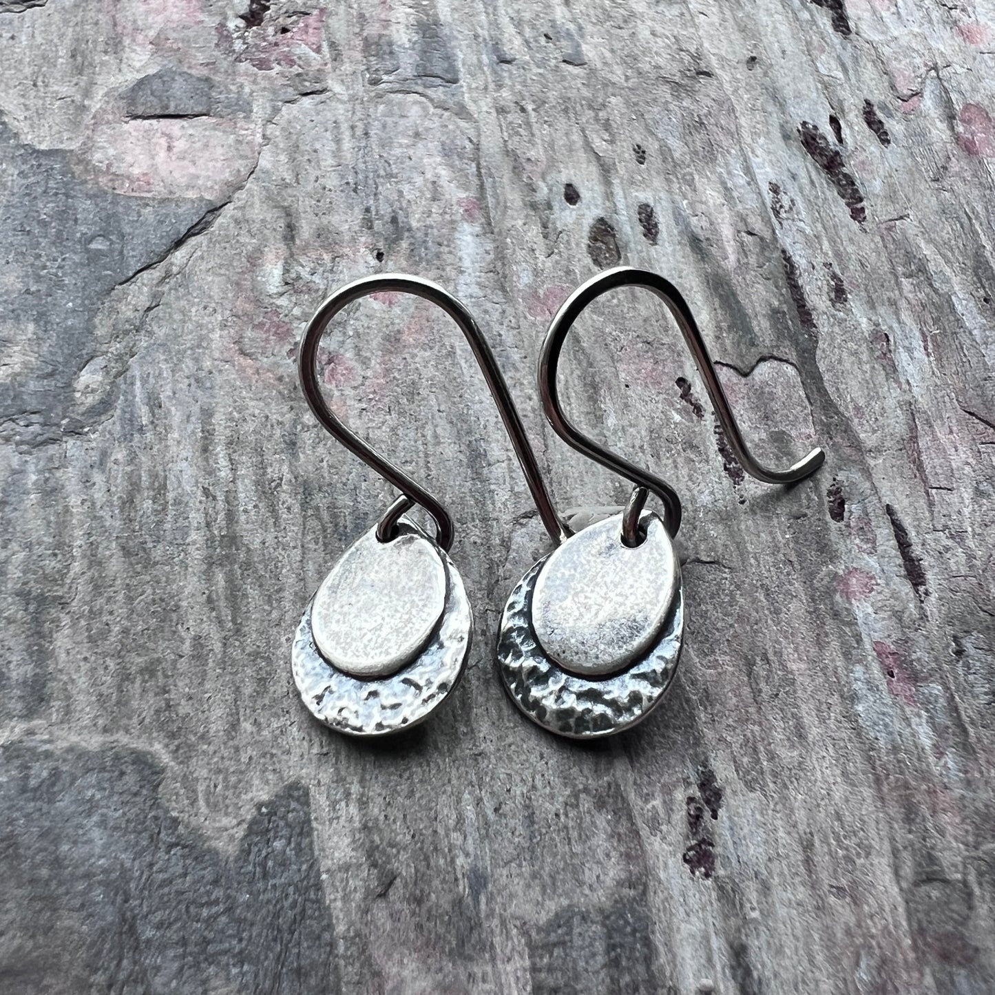 Sterling Silver Teardrop Dangle Earrings | Small Hammered Drops