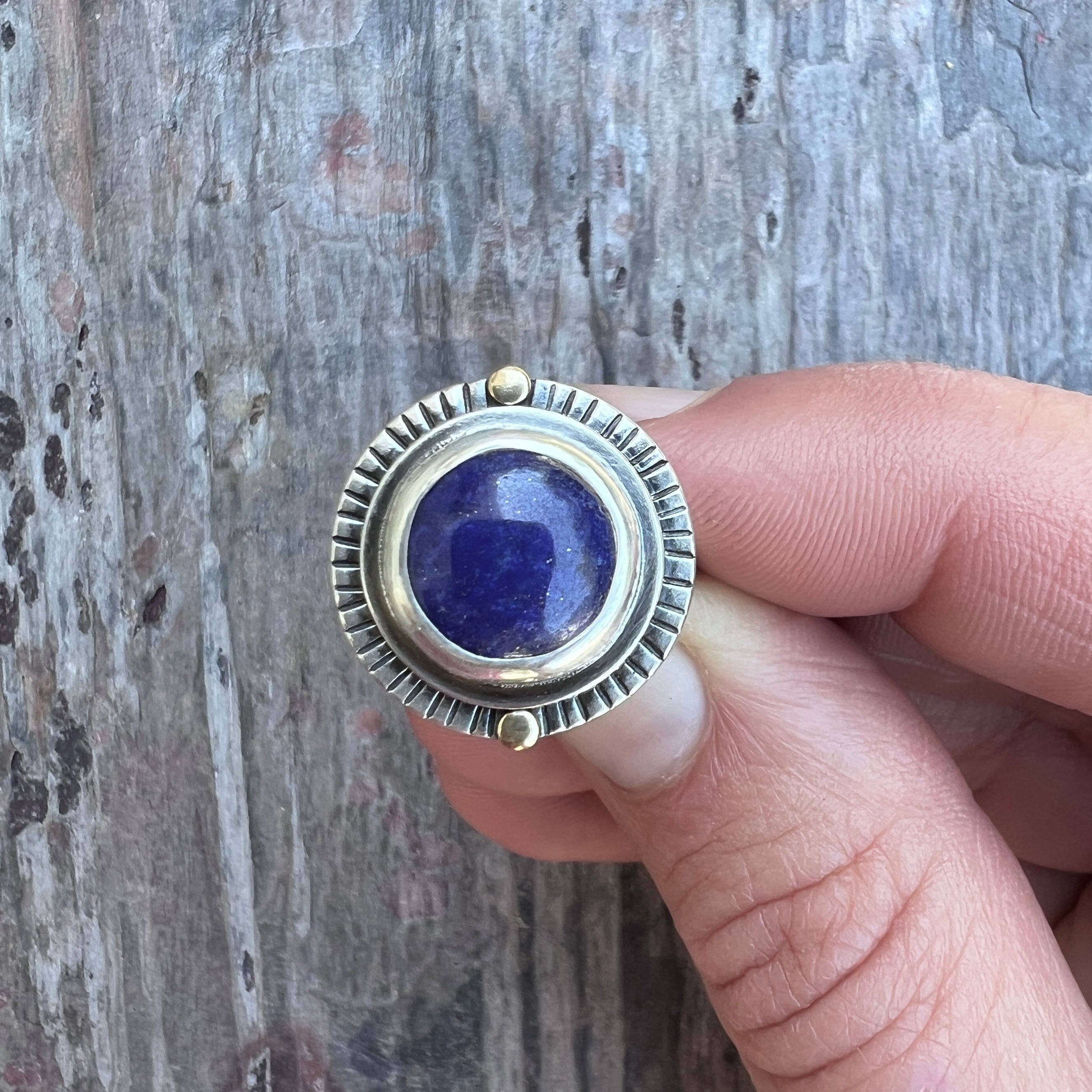 VTG STERLING SILVER LAPIS LAZULI fashion RING #A462