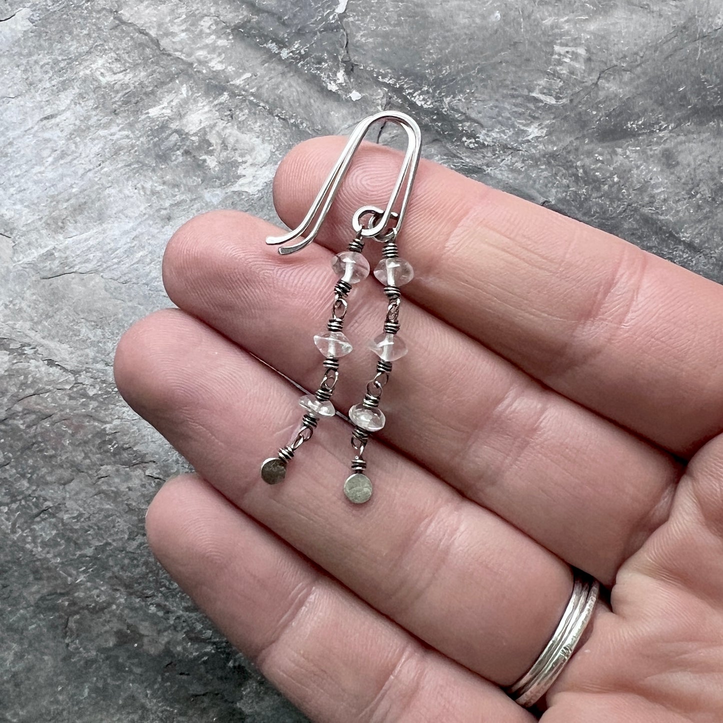 Sterling Silver Citrine Earrings | Clear Citrine Wire-wrapped Long Dangles