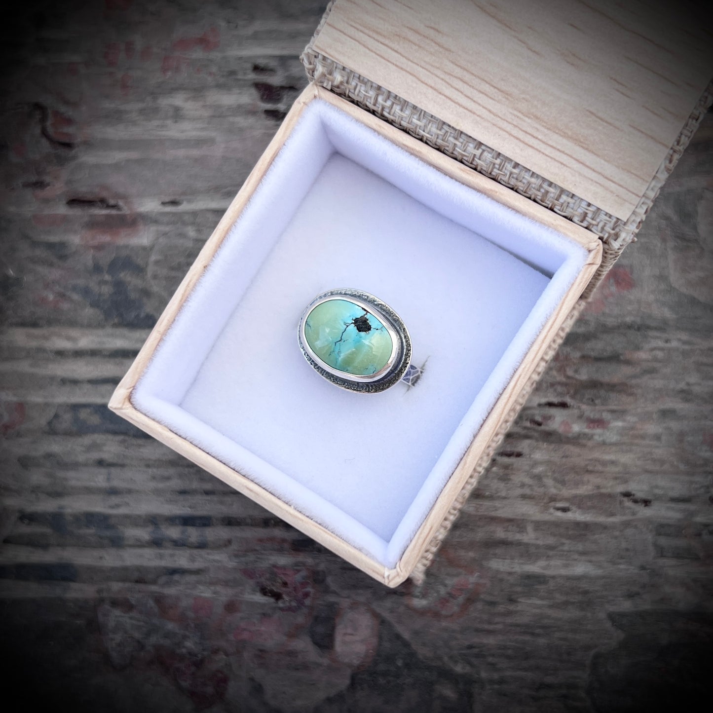 Sterling Silver Turquoise Ring | Genuine Natural Turquoise Cabochon Ring - Size 9.25