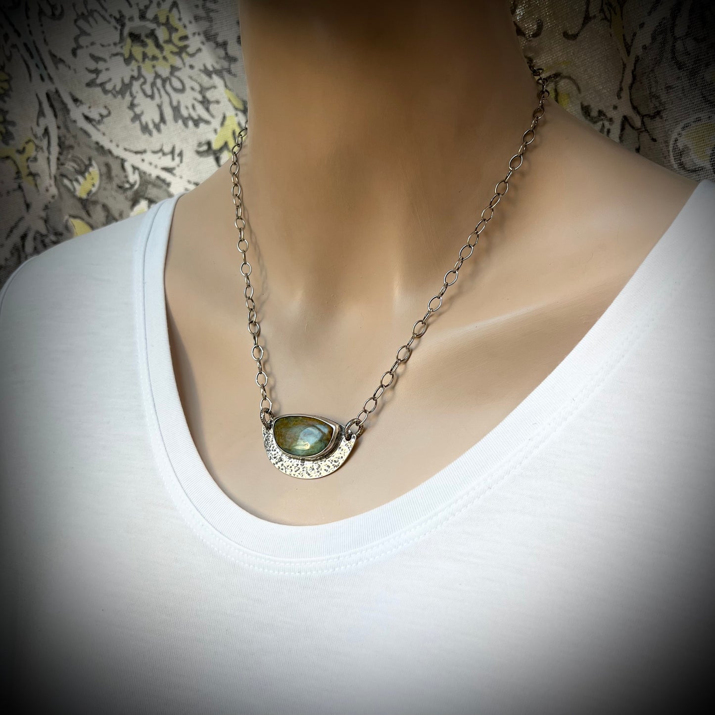 Peruvian Opal Sterling Silver Necklace - Handmade One-of-a-kind Pendant on Sterling Silver Chain