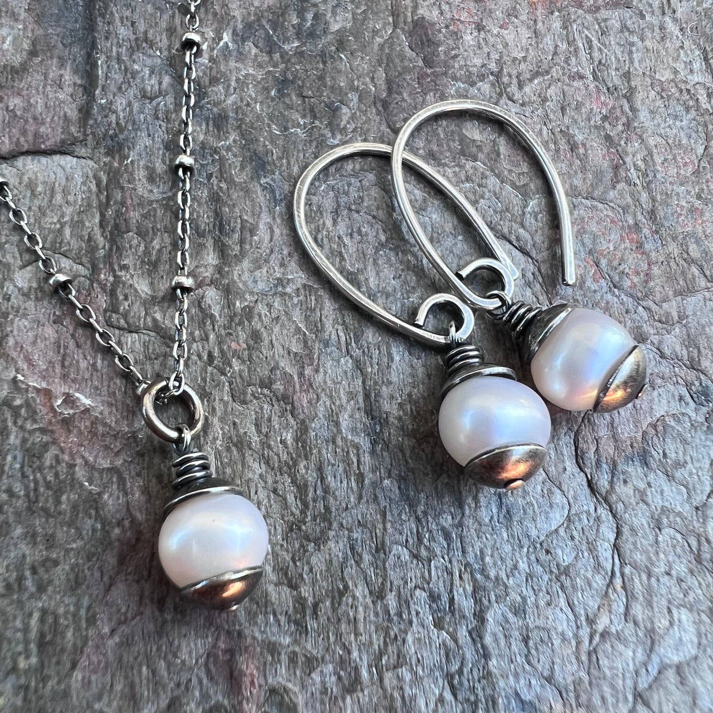 Sterling Silver Pearl Earrings - Small Genuine Freshwater Pearl Earrings