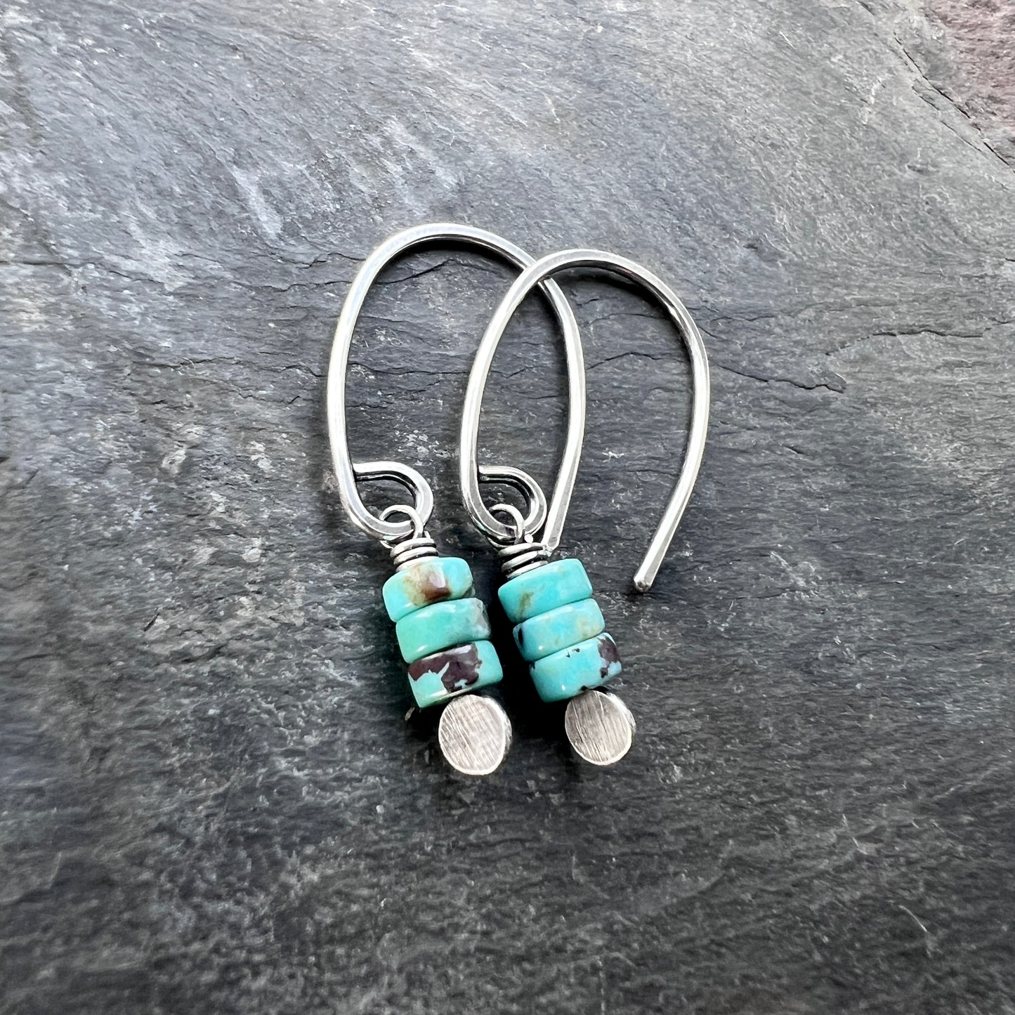 Sterling Silver Genuine Turquoise Earrings | Small Natural Stone Dangles